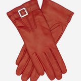 CC4201 (red) - Women's Italian Cashmere Lined Leather Gloves with Buckle - Leather Gloves Online - Luxury Leather Gloves - 1