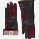 CC4213 (black/red) - Women's Italian Cashmere Lined Gloves with Buttons