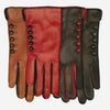 CC4213 (schwarz/rot) - Italienische Damen-Handschuhe mit Kaschmirfutter und Knöpfen