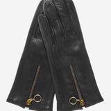 CC4243 (black) - Italian Cashmere Lined Gloves with Zippers - Leather Gloves Online - Luxury Leather Gloves - 2