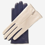 CC4313 (beige/blue) - Women's Two-Tone Italian Cashmere Lined Leather Gloves - Leather Gloves Online - Luxury Leather Gloves - 2