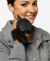 CC4327 (black) - Women’s Lambskin Winter Gloves Cashmere Lined with Rabbit Fur Cuff