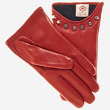 CC4391 (red) - Women's Italian Cashmere Lined Leather Gloves with Studs
