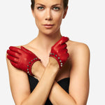 CC4391 (red) - Women's Italian Cashmere Lined Leather Gloves  with Studs - Leather Gloves Online - Luxury Leather Gloves - 2