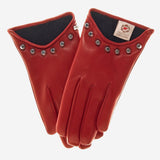 CC4391 (red) - Women's Italian Cashmere Lined Leather Gloves  with Studs - Leather Gloves Online - Luxury Leather Gloves - 1