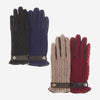 CC4510 (blue) - Women's Cable Knit Cashmere and Leather Winter Gloves