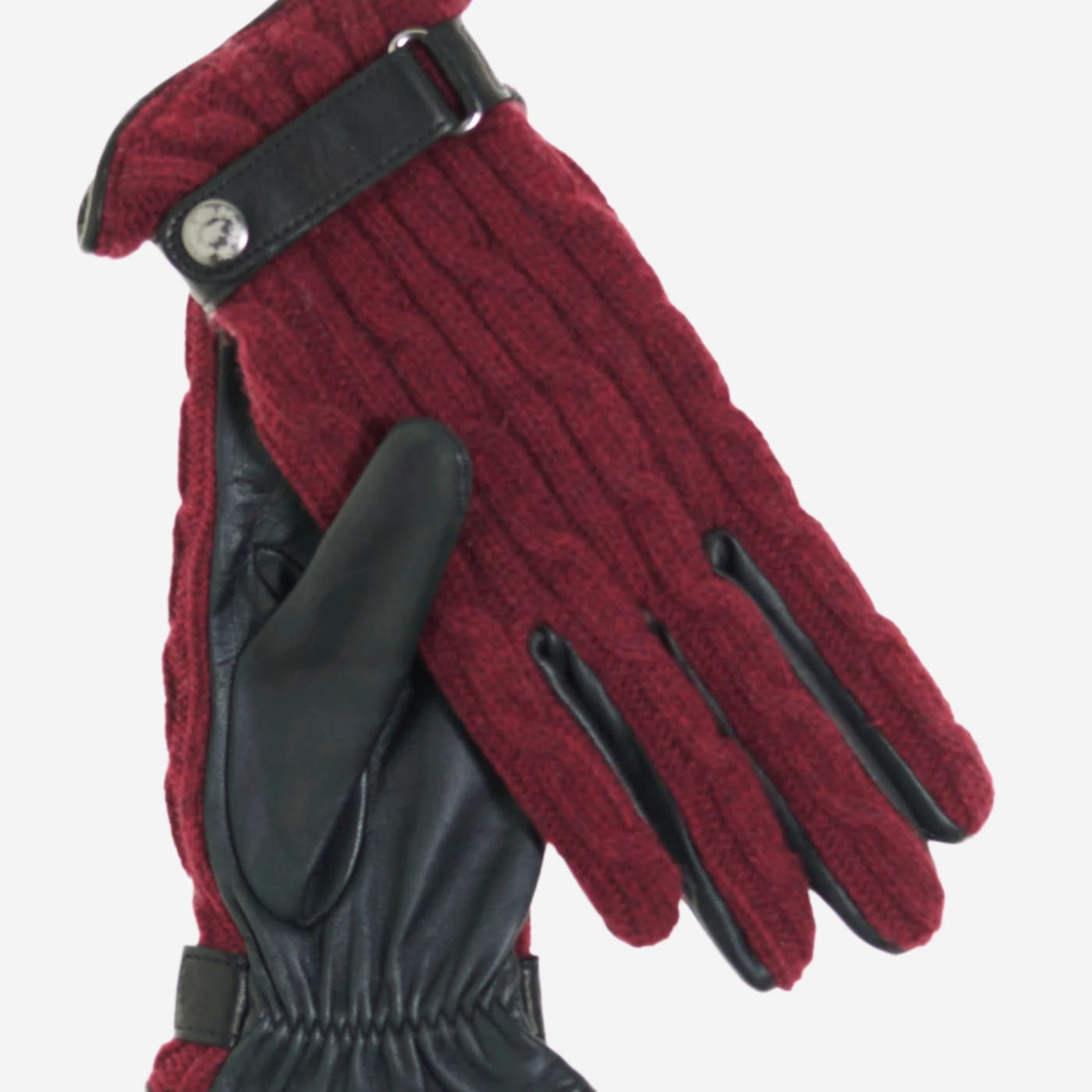 CC4510 (red) - Women's Cable Knit Cashmere and Leather Winter Gloves - Leather Gloves Online - Luxury Leather Gloves - 1