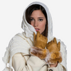 CC4514 (vac) - Gants en agneau femme avec poignets en fourrure de lapin Rex italienne