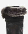 CC4516 (black) - Women's Italian Suede and Rex Rabbit Fur Cuff Lambskin Gloves