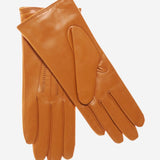 CC4668 (orange) - Women’s Orange Suede Winter Gloves Cashmere Lined with Unique Hand Detailing