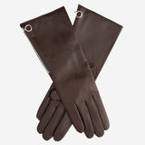 CC4879W8 (brown) - Elbow Length Italian Cashmere Lined Gloves with Side Zipper