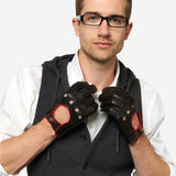 CD3288 (black) - Handsewn Italian Leather Driving Gloves with Contrast Welting