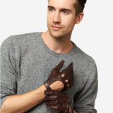 CD3501 (brown) - Men's Handsewn Italian Lambskin Leather Driving Gloves - Leather Gloves Online - Luxury Leather Gloves - 4