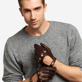 CD3501 (brown) - Men's Handsewn Italian Lambskin Leather Driving Gloves - Leather Gloves Online - Luxury Leather Gloves - 6