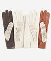 CD4020 (dark brown) - Women's Crochet and Leather Driving Gloves