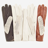 CD4020 (cream) - Women's Crochet and Leather Driving Gloves