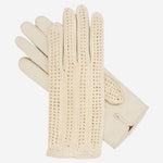 CD4020 (cream) - Women's Crochet and Leather Driving Gloves - Leather Gloves Online - Luxury Leather Gloves - 1