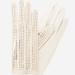 CD4020 (cream) - Women's Crochet and Leather Driving Gloves - Leather Gloves Online - Luxury Leather Gloves - 2