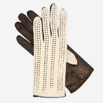 CD4020 (dark brown) - Women's Crochet and Leather Driving Gloves - Leather Gloves Online - Luxury Leather Gloves - 1