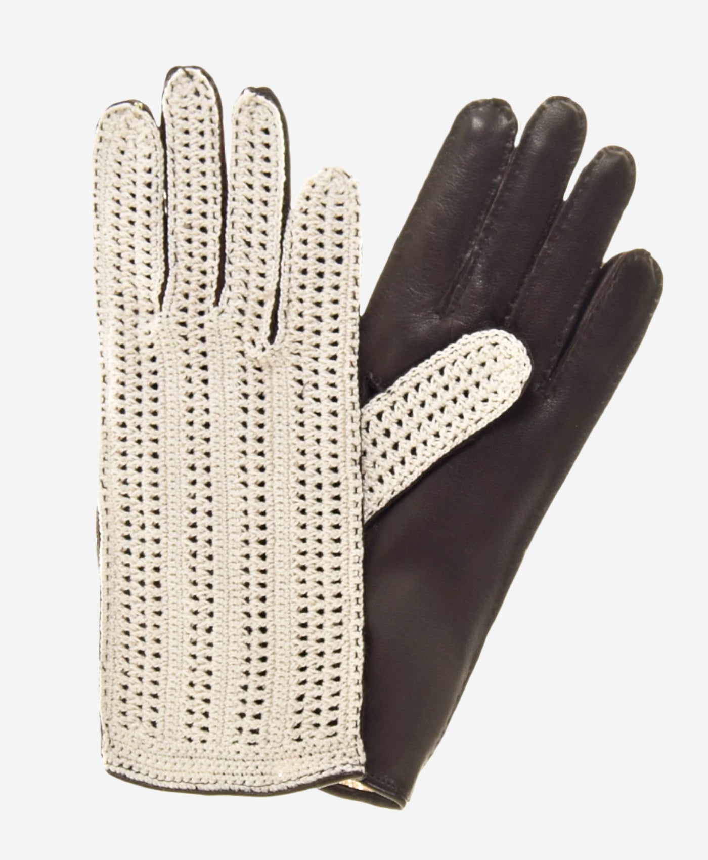 CD4020 (dark brown) - Women's Crochet and Leather Driving Gloves - Leather Gloves Online - Luxury Leather Gloves - 2