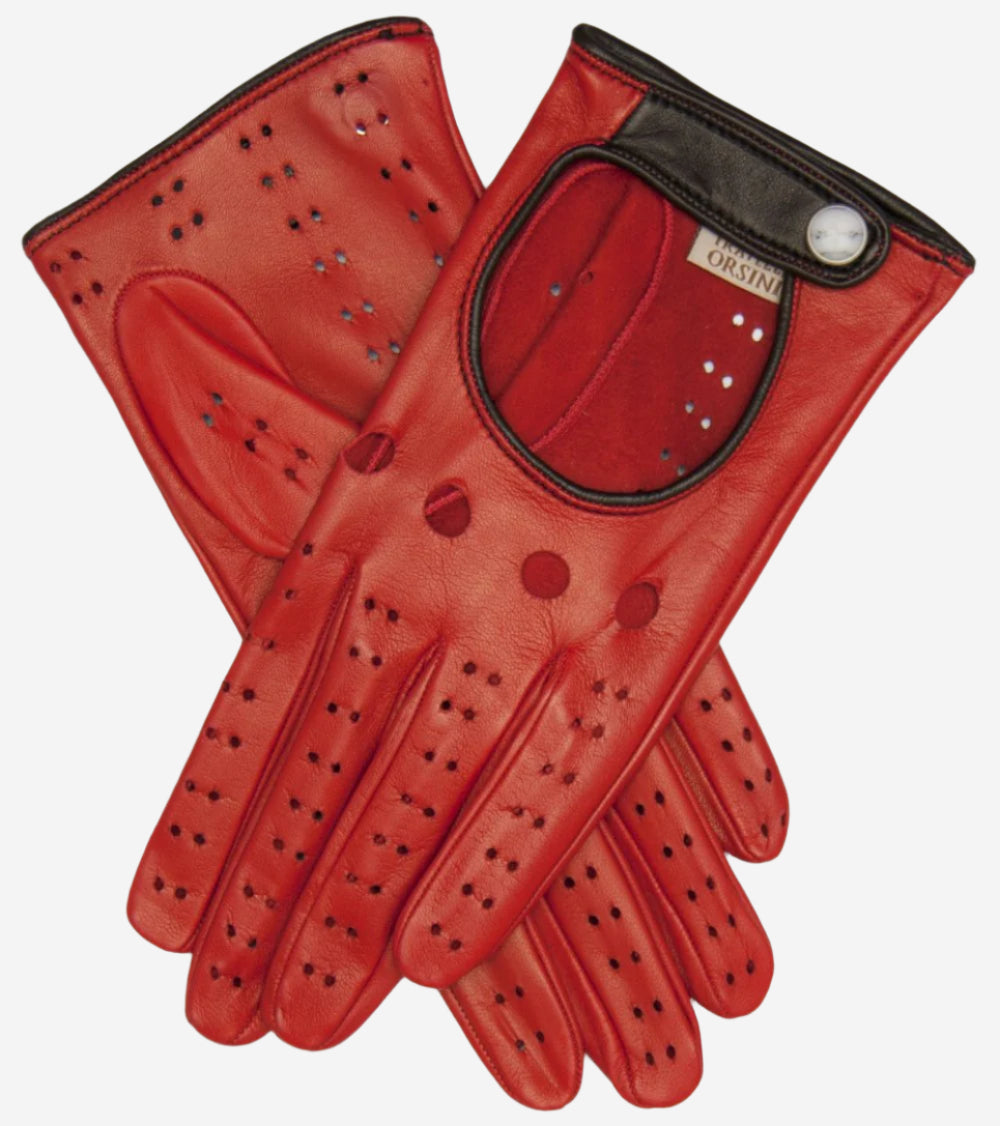 CD4134 (red) - Women's Italian Lambskin Driving Gloves - Leather Gloves Online - Luxury Leather Gloves - 1