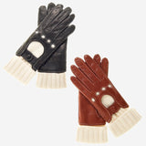 CD4141 (brown) - Women's Winter Leather Driving Gloves with Cashmere Lining