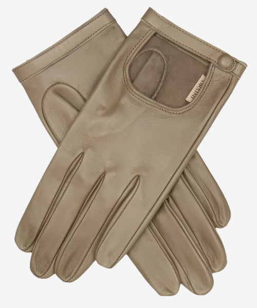 CD4244 (taupe) - Women's Classico Italian Lambskin Driving Gloves - Leather Gloves Online - Luxury Leather Gloves - 1