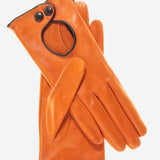 CD4255 (tangerine) - Women's Italian Leather Driving Gloves with Contrast Welting - Leather Gloves Online - Luxury Leather Gloves - 1