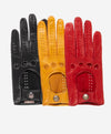 CD4266 (yellow) - Women's Italian Leather Driving Gloves with Contrast Stitching