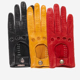 CD4266 (black) - Women's Italian Leather Driving Gloves with Contrast Stitching