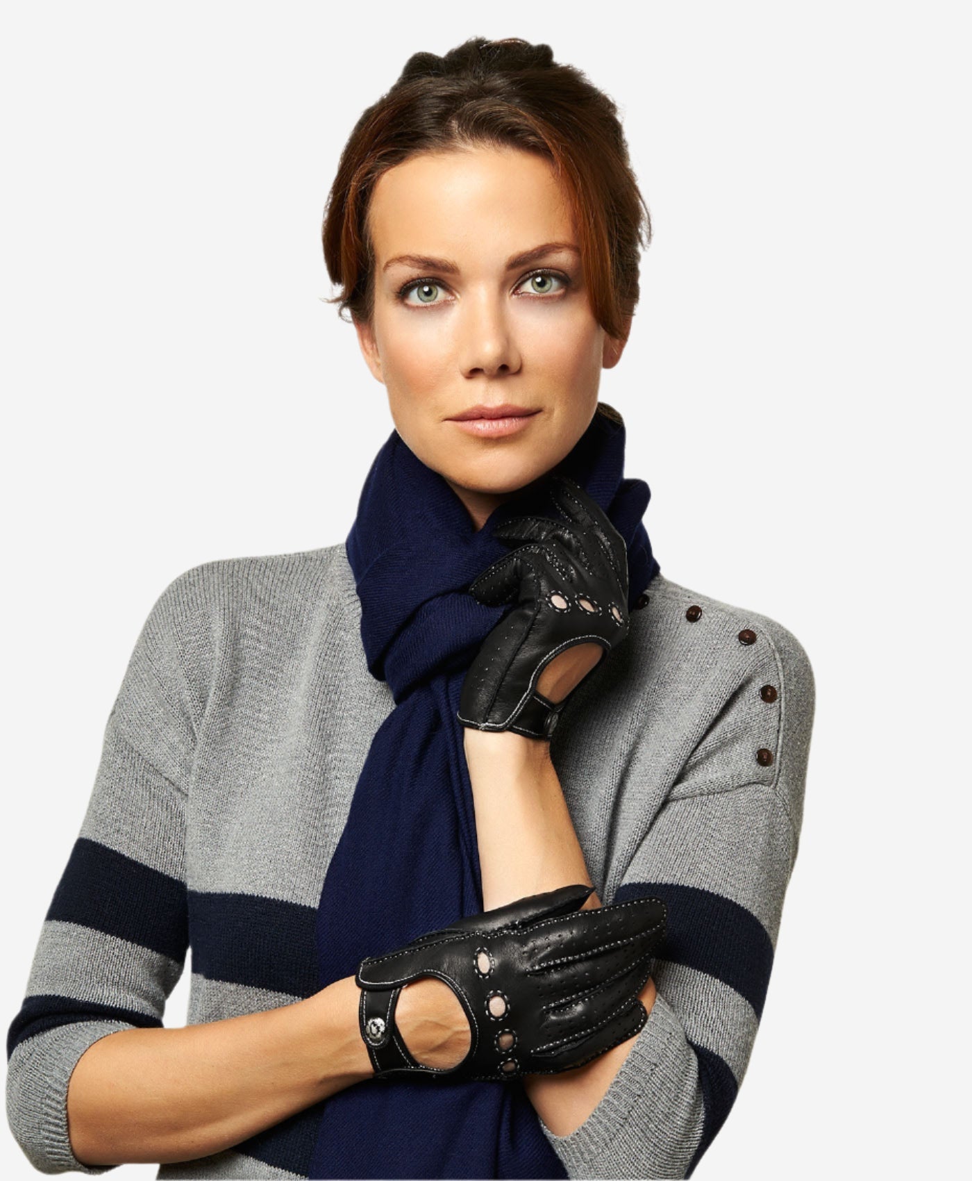 CD4266 (black) - Women's Italian Leather Driving Gloves with Contrast Stitching - Leather Gloves Online - Luxury Leather Gloves - 3
