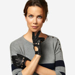 CD4266 (black) - Women's Italian Leather Driving Gloves with Contrast Stitching - Leather Gloves Online - Luxury Leather Gloves - 4