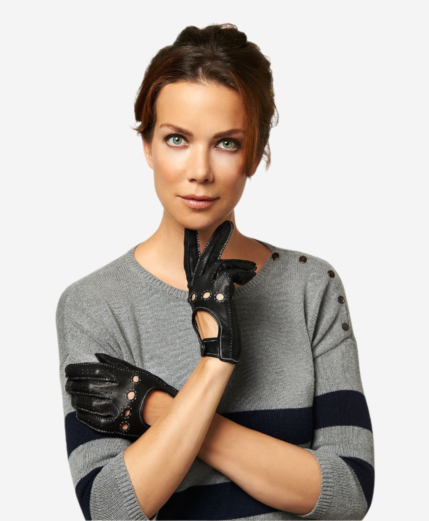 CD4266 (black) - Women's Italian Leather Driving Gloves with Contrast Stitching - Leather Gloves Online - Luxury Leather Gloves - 4