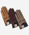 CD4363 (camel/forest) - Women's Two-tone Italian Leather Driving Gloves