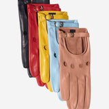 CD4814 (yellow) - Women's Italian Leather Driving Gloves with Buckled Strap