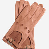 CD4814 (peach) - Women's Italian Leather Driving Gloves with Buckled Strap - Leather Gloves Online - Luxury Leather Gloves - 1