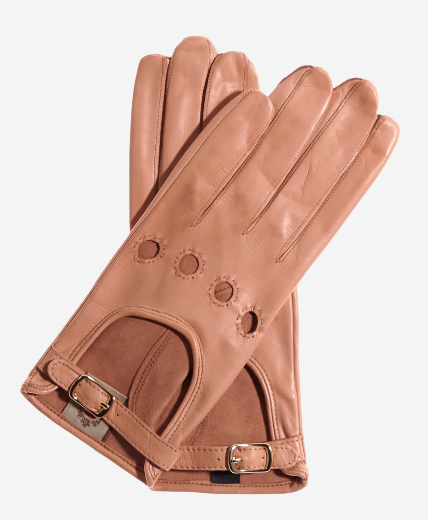 CD4814 (peach) - Women's Italian Leather Driving Gloves with Buckled Strap - Leather Gloves Online - Luxury Leather Gloves - 1