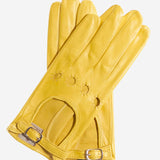 CD4814 (yellow) - Women's Italian Leather Driving Gloves with Buckled Strap - Leather Gloves Online - Luxury Leather Gloves - 1