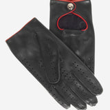 CD4927 (black) - Ladies Driving Gloves with Accent Piping - Leather Gloves Online - Luxury Leather Gloves - 1