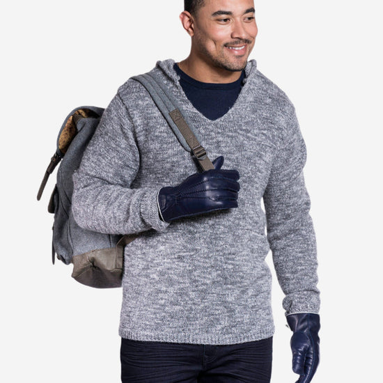 CL3505 (blue) - Men's Italian Handsewn Shearling Gloves - Leather Gloves Online - Luxury Leather Gloves - 2