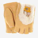 CL4522 (golden) - Women's Italian Shearling Fingerless Gloves - Leather Gloves Online - Luxury Leather Gloves - 1