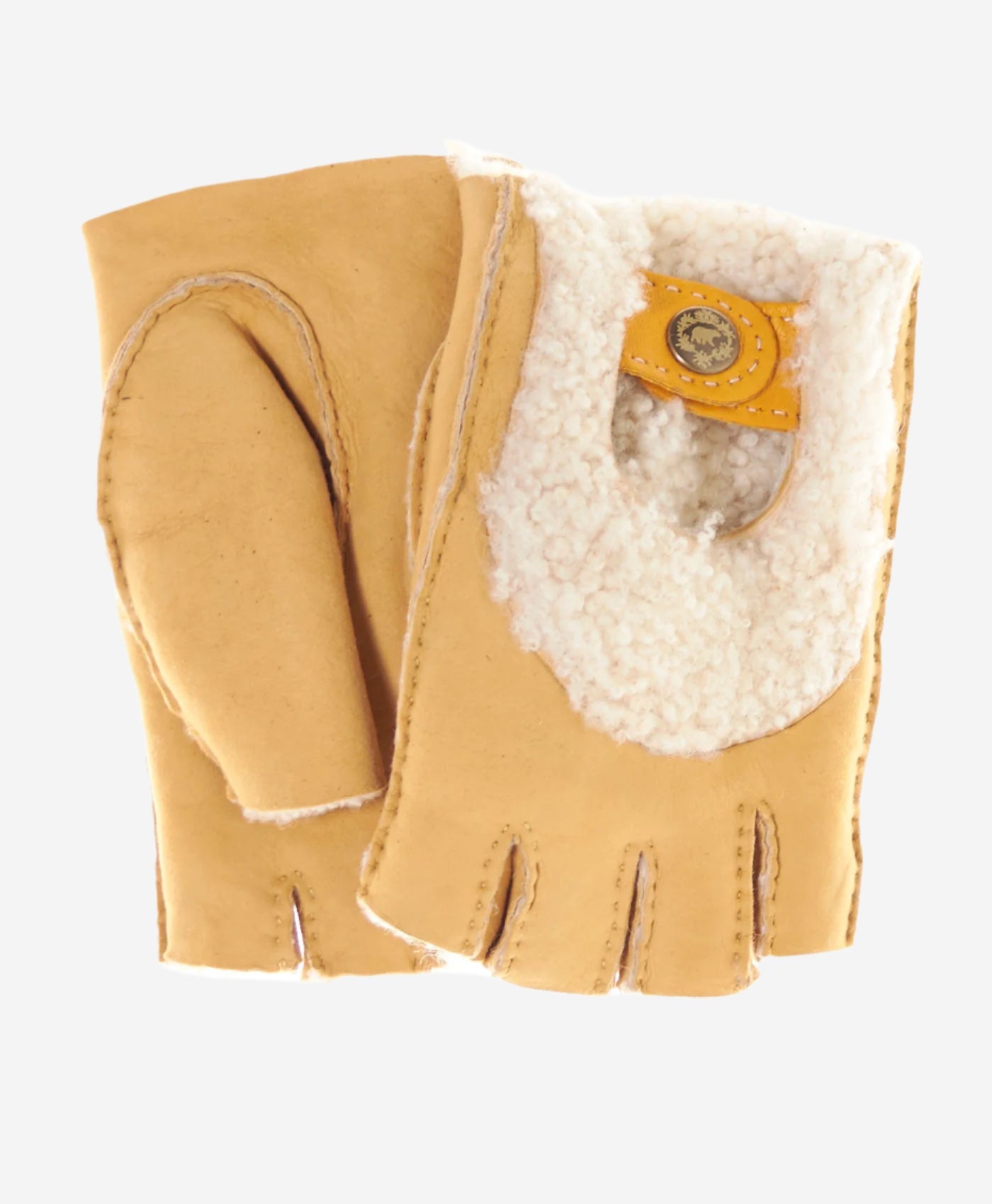 CL4522 (golden) - Women's Italian Shearling Fingerless Gloves - Leather Gloves Online - Luxury Leather Gloves - 1