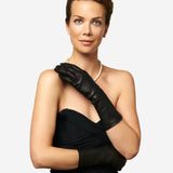 CR4001W6 (black) - Italian Rabbit Fur Lined 6-Button Length Leather Gloves