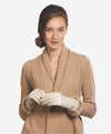CR4405 (Creme) – Italienische Damen-Winterhandschuhe aus Leder mit Manschette aus Rexkaninchenfell