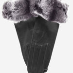CR4405 (black) - Women's Italian Rex Rabbit Fur Cuff Winter Leather Gloves - Leather Gloves Online - Luxury Leather Gloves - 1
