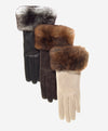 CR4450 (Creme) - Damen Italienische Orylag-Kaninchenfell-Stulpen Kaschmirgefütterte Winterlederhandschuhe