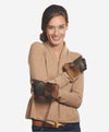 CR4450 (marron) - Gants d'hiver en cuir doublés cachemire pour femme avec poignets en fourrure de lapin Orylag italien