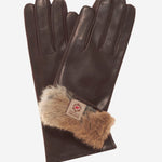 CR4606 (brown) - Women's Italian Natural Rabbit Fur Gloves - Leather Gloves Online - Luxury Leather Gloves - 1