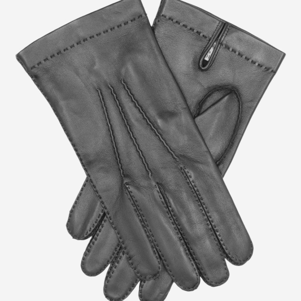 CS1003 (black) - Men's Handsewn Italian Silk Lined Leather Gloves - Leather Gloves Online - Luxury Leather Gloves - 1
