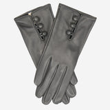 CS4070 (charcoal) - Women's Italian Silk Lined Lambskin Leather Gloves with Buttons - Leather Gloves Online - Luxury Leather Gloves - 1